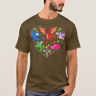 T-shirt Cute Dragon Coeur Valentines Jour Drôle Animaux Lo