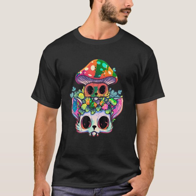 T-shirt Cute EDM Party Trippy Chat champignon psychedéliqu (Devant)