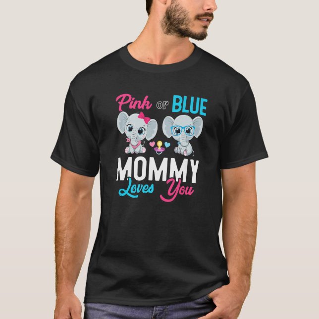 T-shirt Cute Elephant Keeper Of The Gender Mommy Loves You (Devant)