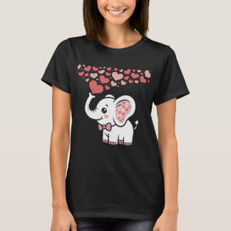 T-shirt Cute Elephant with Hearts Illustration