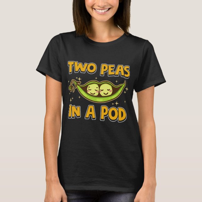 T-shirt Cute et drôle deux petits pois dans une pochette d (Devant)
