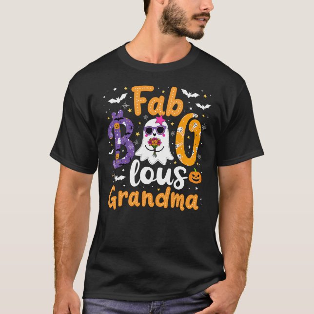 T-shirt Cute Faboolous Grandma Ghost Bat Funny Halloween C (Devant)