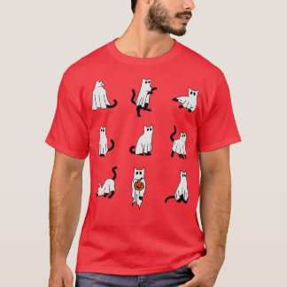 T-shirt Cute Fantôme Chat Drôle Halloween Costumes de tenu