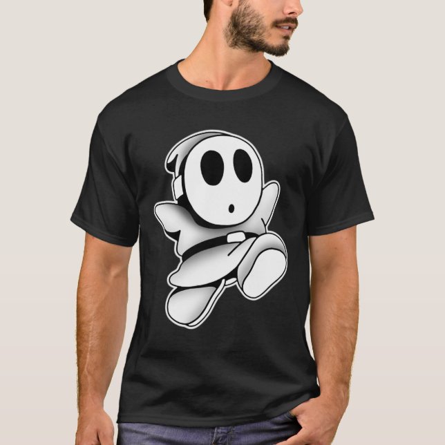 T-shirt Cute Fantôme Porte Masque Noir Éffrayant (Devant)