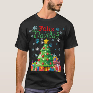 T-shirt Cute Feliz Navidad Christmas Tree espagnol mexicai