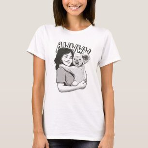 T-SHIRT CUTE FILLE HUGGING KOALA