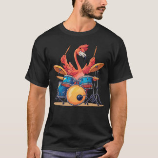 T-shirt Cute Flamingo Playing Drums Flamingos Drummer Musi