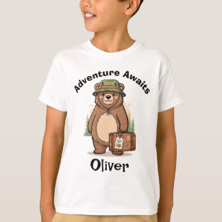 T-shirt Cute Forest Grizzly with Hiking Hat