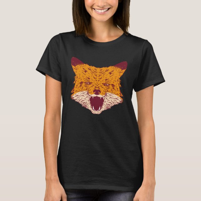 T-shirt Cute  Fox Howling Artwork (Devant)
