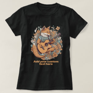 T-shirt Cute Fox Jouer fleur sauvage de guitare, Amateurs 