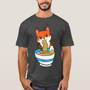 T-shirt Cute Fox Manger Japonais Ramen nouilles