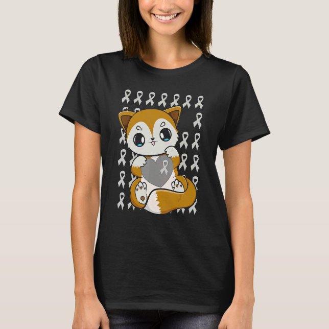 T-shirt Cute Fox With Ribbon For Dyslexia Awareness (Devant)