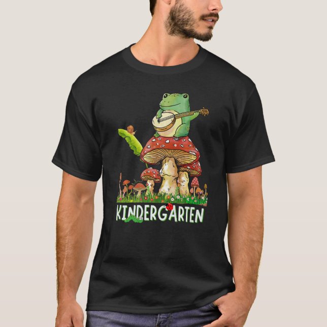 T-shirt Cute Frog Jouer Banjo Snail Mushroom Kindergarte (Devant)
