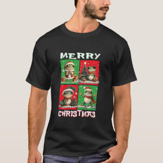 T-shirt Cute Frog Père Noël Animaux Aimer Joyeux sapin de 
