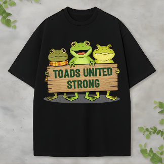 T-shirt Cute Frog Team Holding Wooden Sign
