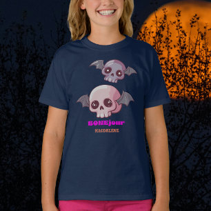 T-shirt Cute Funny Bonjour Pun Halloween