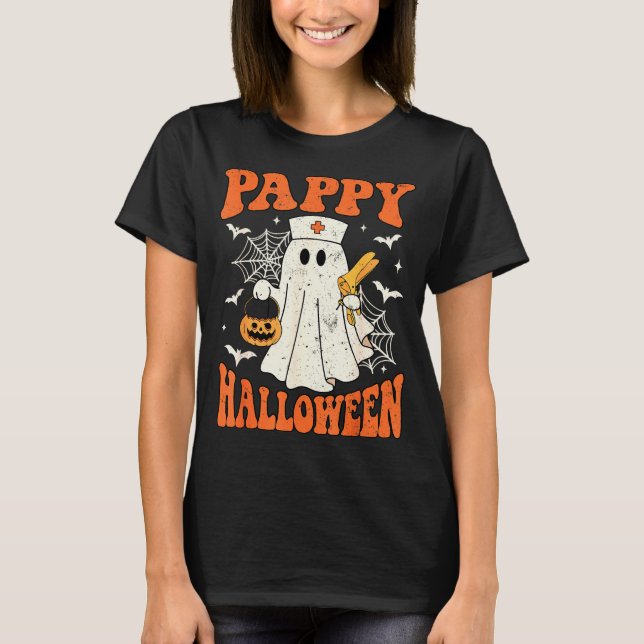 T-shirt Cute Funny Boo Ghost Nurses Pappy Halloween Obgyn  (Devant)