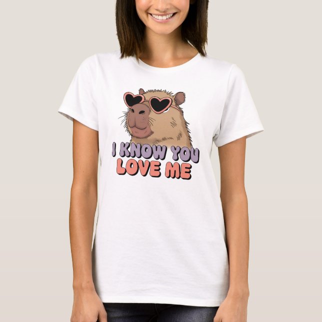T-shirt Cute & Funny Capybara Je Sais Que Vous M'Aimez (Devant)