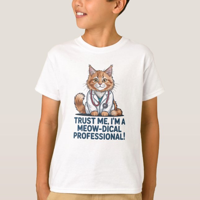 T-shirt Cute Funny Cat Medical Pun Illustration (Devant)