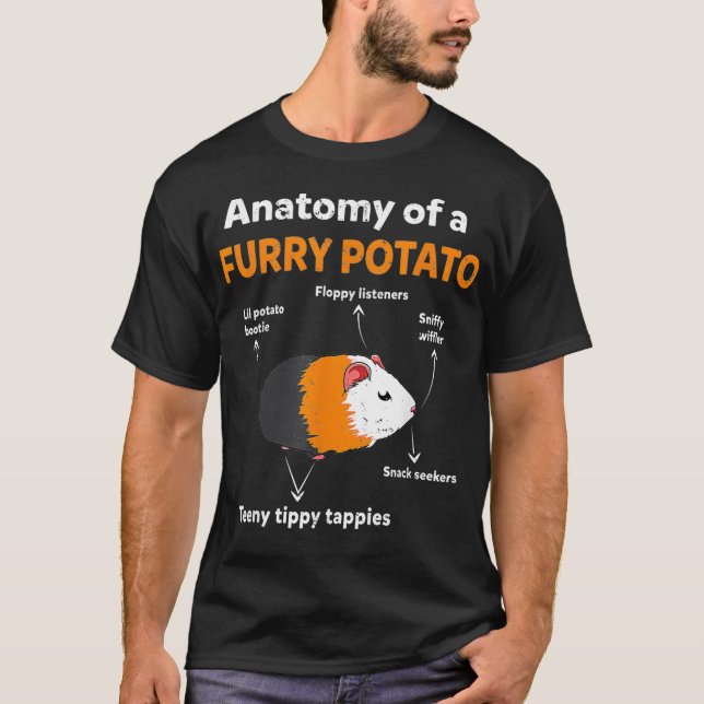 T-shirt Cute Funny Furry Pomme de terre Animal Guinéen Coc (Devant)