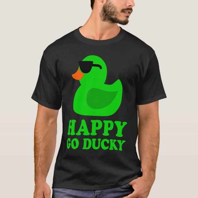 T-shirt Cute Funny Green Rubber Duck Lover Sunglasses Luck (Devant)