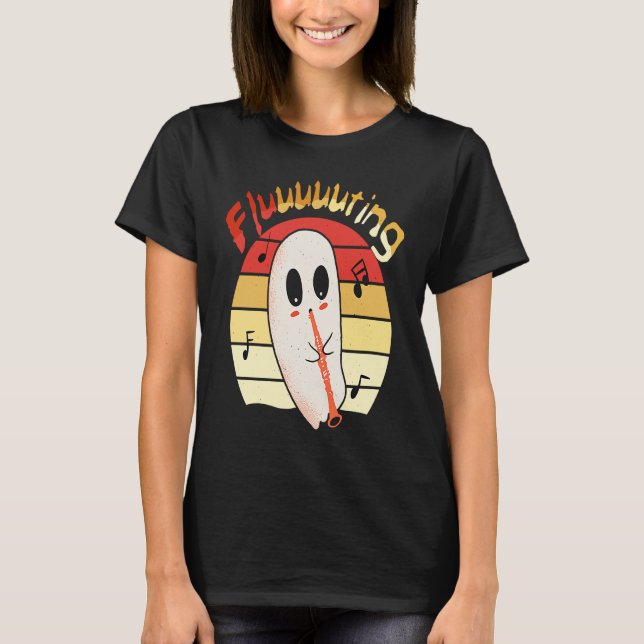 T-shirt Cute & Funny Halloween Ghost Flute & Fluting  4 (Devant)