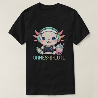 T-shirt Cute Gamer Axolotl with Boba Art