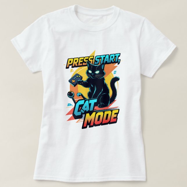 T-shirt Cute gamer chat | Funny Feline Streamer Kitty (Design devant)