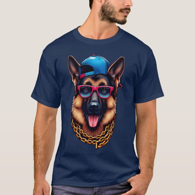 T-shirt Cute German Shepherd Wearing a Cap funny (Devant)
