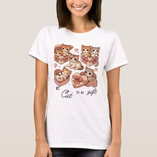 T-Shirt cute gift cat (Front)