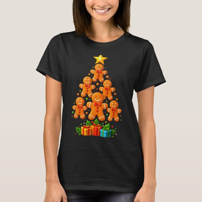 T-shirt Cute Gingerbread Christmas Tree Holiday Funny Xmas (Devant)