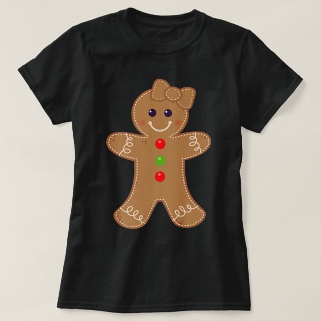 T-shirt Cute Gingerbread Girl Holiday Cookie Christmas Des (Design devant)