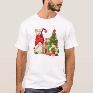 T-shirt Cute Gingerbread House Et Père Noël Gnome Pour N