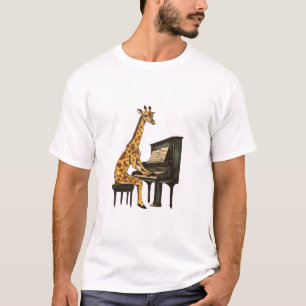 T-shirt Cute Giraffe Jouer Piano Giraffes Musicien Musique