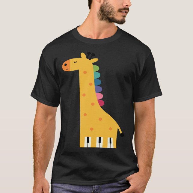 T-shirt Cute Giraffe Piano Music (Devant)