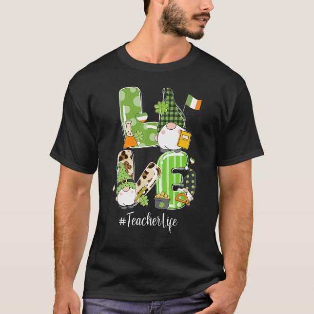 T-shirt Cute Gnome Shamrock LOVE St patrick de vie enseign (Devant)