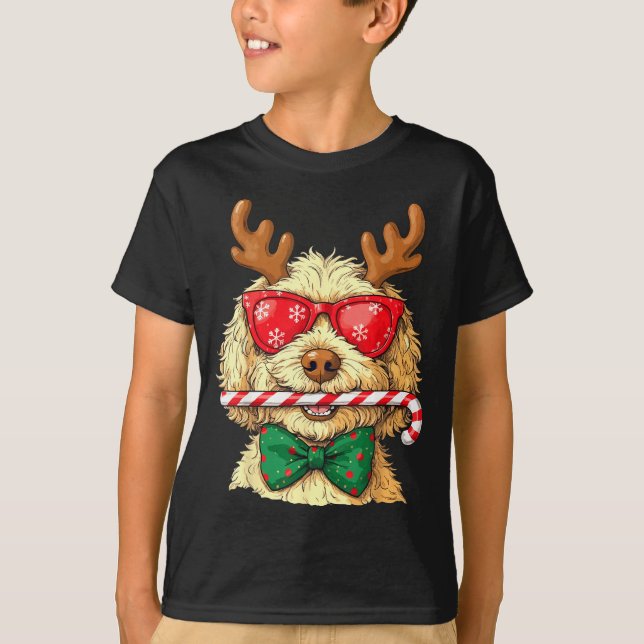 T-shirt Cute Goldendoodle Dogs Christmas Lights Golden Doo (Devant)