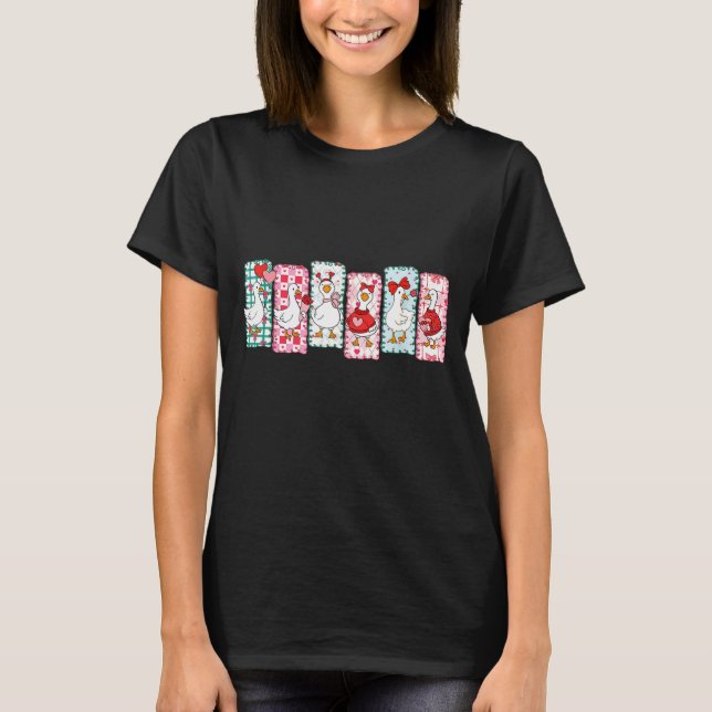 T-shirt Cute Goose Valentine Coquette,duck Funny Gift Tee  (Devant)
