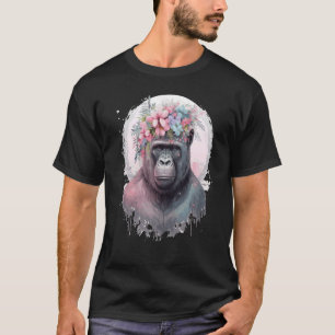 T-shirt Cute Gorilla Fleur Couronne Afrique Animal