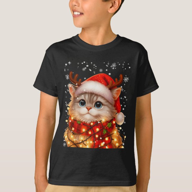 T-shirt Cute Graphic Cat Pajamas Pjs Christmas Xmas Women  (Devant)