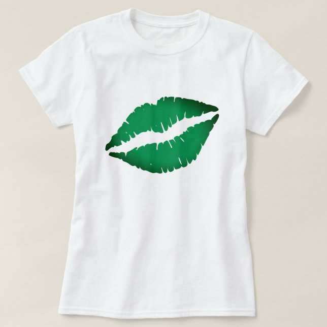 T-shirt Cute Green Lips Kiss Me Je suis Irlandais St Patri (Design devant)