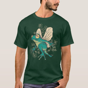 T-shirt Cute grenouille fée avec ailes et éléments floraux