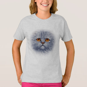 T-shirt Cute Gris Tabby Chat Kitten Face