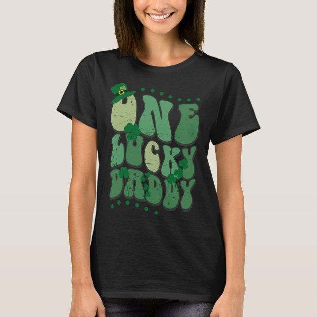 T-shirt Cute Groovy One Lucky Daddy Retro St Patrick's Day (Devant)