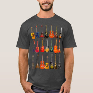 T-shirt Cute Guitar Rock N Roll Instruments de musique