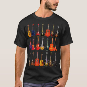 T-shirt Cute Guitar Rock N Roll Instruments de musique Cad