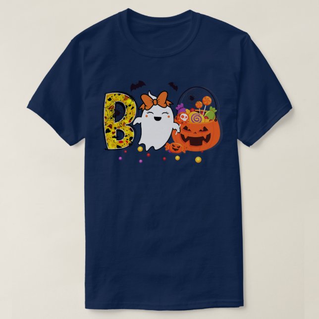 T-shirt Cute Halloween Boo Ghost Spooky Vibes Funny Hallow (Design devant)
