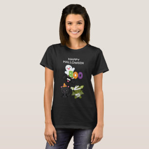 T-shirt Cute Halloween Chat, chauve-souris et maman Boo