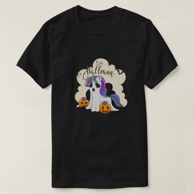 T-shirt Cute Halloween licorne avec citrouille (Design devant)