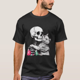 T-shirt Cute Halloween Squelette Hug Chat Vet Tech Vétérin